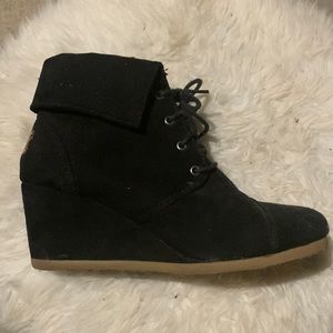 Black wedge booties